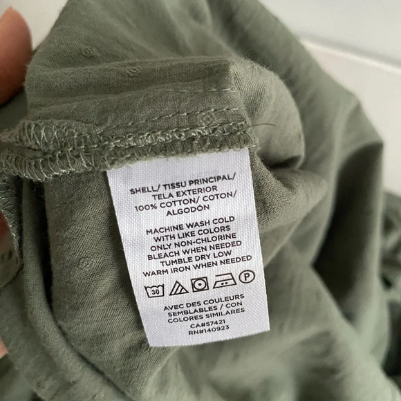 LOFT Anne Taylor 100% Cotton Oversized Sage Green Balloon Sleeve Blouse Size S - Picture 11 of 16